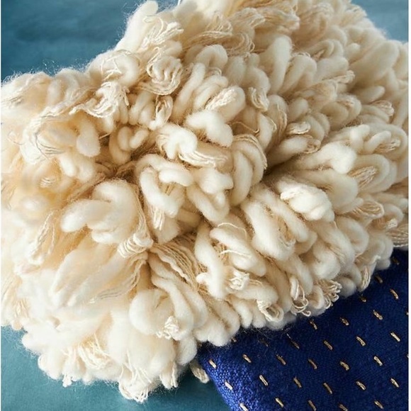 Faux Fur Blue Kantha stitch stocking - Picture 4 of 9